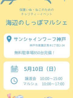2026.5.8

こんばんは

明日の9日(土)を営業日とお知らせしていましたが10日に順延となりましたイベント出店のための店舗に荷物が山積みのため休業します
前日のお知らせになりましてすみません

5月10日（日）
海辺のしっぽマルシェに参加します！
@wan_hug_inutonurse 
@ashiatomonogatari_rescue 

保護犬の譲渡会 10:00〜15:00
マルシェ  10:00〜17:00

チャリティーお菓子とチャリティーグッズがあります！

譲渡会も兼ねたイベントですので
保護っこたちをちょっと見てみたい方もお気軽にお越しください

@tou_fujimotoik さんの作品も一緒に並びます